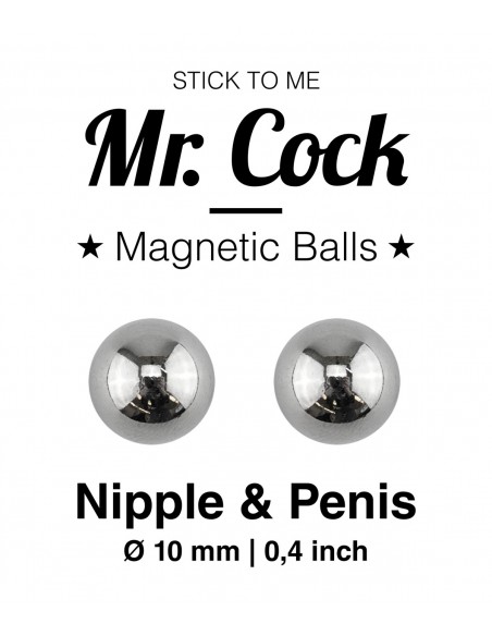 Magnetyczne kulki na penisa Mr.Cock Magnetic Balls 2 pieces - Pierścienie erekcyjne niewibrujące - 2