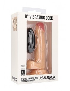 Wibrator Vibrating Realistic Cock - 8" - With Scrotum - Skin - Wibratory Realistyczne - 1 2