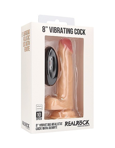 Wibrator Vibrating Realistic Cock - 8" - With Scrotum - Skin - Wibratory Realistyczne - 2