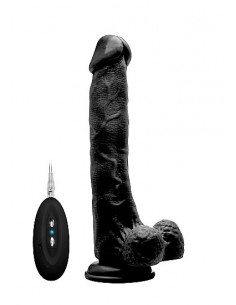 Wibrator Vibrating Realistic Cock - 10" - With Scrotum - Black - Wibratory Realistyczne - 1