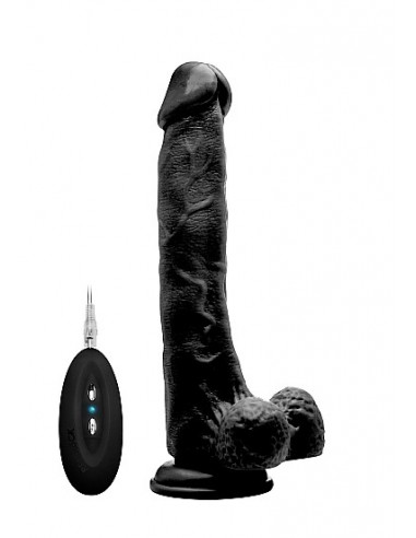 Wibrator Vibrating Realistic Cock - 10" - With Scrotum - Black - Wibratory Realistyczne - 1