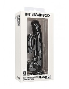 Wibrator Vibrating Realistic Cock - 10" - With Scrotum - Black - Wibratory Realistyczne - 1 2