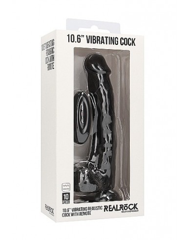 Wibrator Vibrating Realistic Cock - 10" - With Scrotum - Black - Wibratory Realistyczne - 2