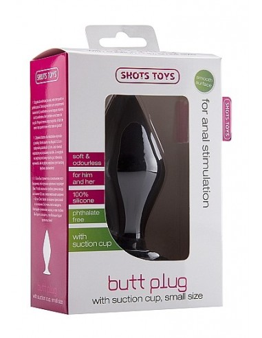 Butt Plug with Suction Cup - Small - Black - Korki analne silikonowe - 4