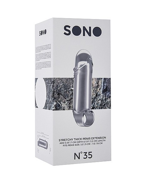 No.35 - Stretchy Thick Penis Extension - Translucent - Przedłużki i nakładki na penisa - 3