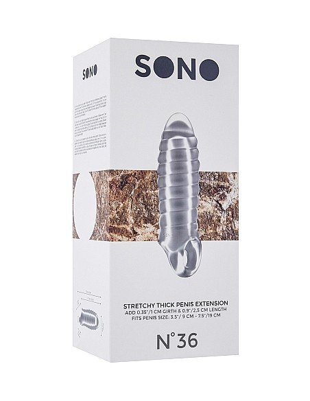 No.36 - Stretchy Thick Penis Extension - Translucent - Przedłużki i nakładki na penisa - 3