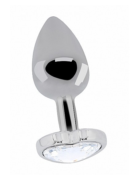 Love Heart Diamond Plug - 3.75 Inch - Silver - Korki analne stalowe - 1