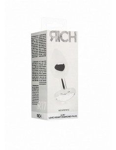 Love Heart Diamond Plug - 3.75 Inch - Silver - Korki analne stalowe - 1 2