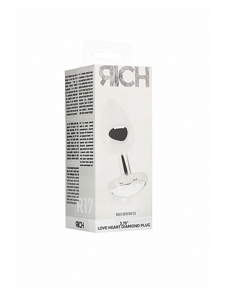 Love Heart Diamond Plug - 3.75 Inch - Silver - Korki analne stalowe - 2