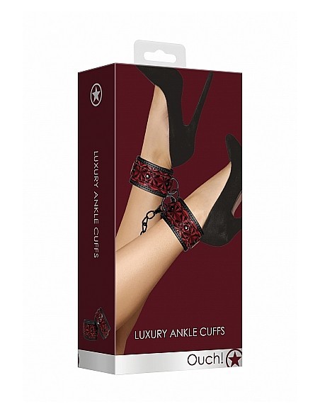 Luxury Ankle Cuffs - Burgundy - Kajdanki erotyczne - 3
