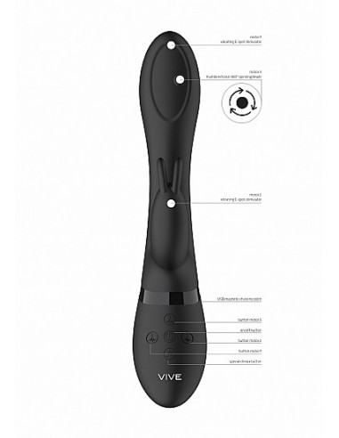 Wibrator Mira - Spinning G-Spot Rabbit - Black - Wibratory Króliczki - 2