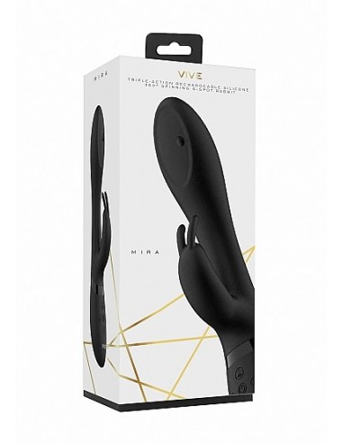 Wibrator Mira - Spinning G-Spot Rabbit - Black - Wibratory Króliczki - 4