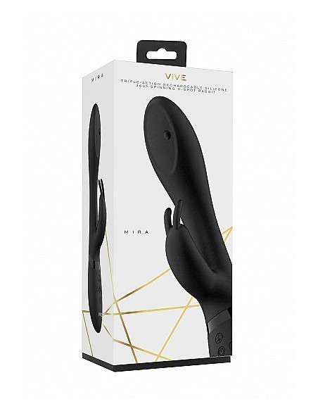 Wibrator Mira - Spinning G-Spot Rabbit - Black - Wibratory Króliczki - 4