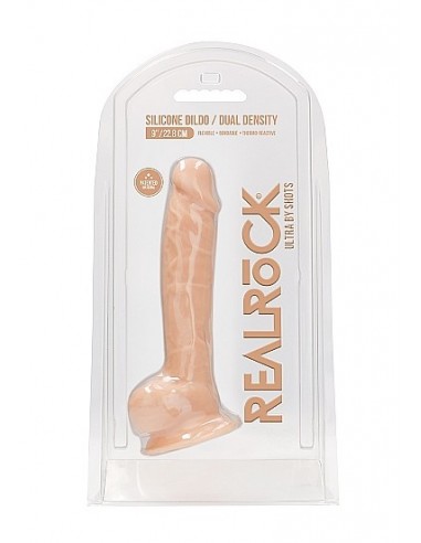 Silicone Dildo With Balls - 22,8 cm - Flesh - Dilda realistyczne - 2
