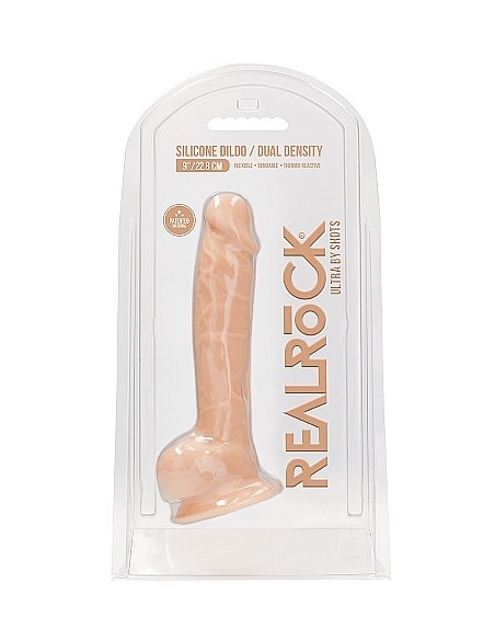 Silicone Dildo With Balls - 22,8 cm - Flesh - Dilda realistyczne - 2