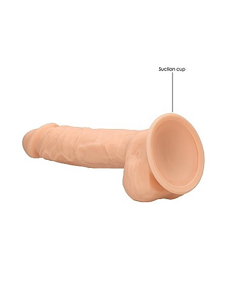 Silicone Dildo With Balls - 22,8 cm - Flesh - Dilda realistyczne - 6