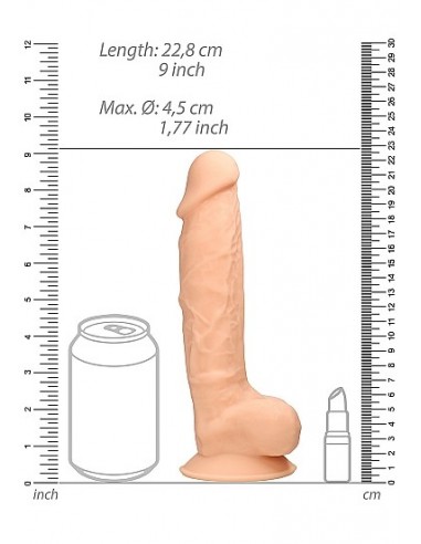 Silicone Dildo With Balls - 22,8 cm - Flesh - Dilda realistyczne - 8