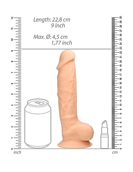 Silicone Dildo With Balls - 22,8 cm - Flesh - Dilda realistyczne - 8