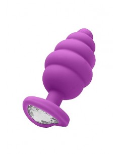 Regular Ribbed Diamond Heart Plug - Purple - Korki analne silikonowe - 1