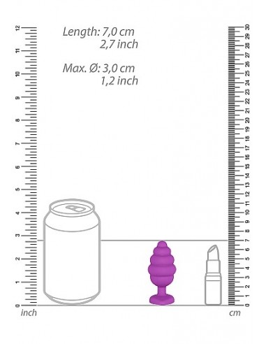 Regular Ribbed Diamond Heart Plug - Purple - Korki analne silikonowe - 3