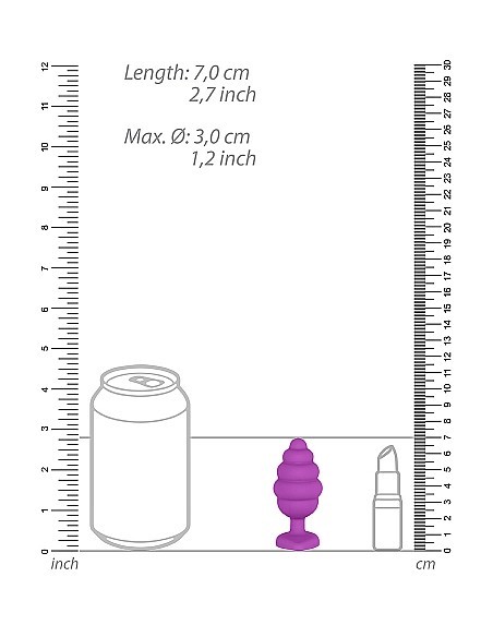 Regular Ribbed Diamond Heart Plug - Purple - Korki analne silikonowe - 3