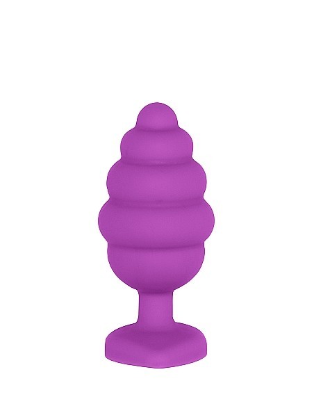 Regular Ribbed Diamond Heart Plug - Purple - Korki analne silikonowe - 4