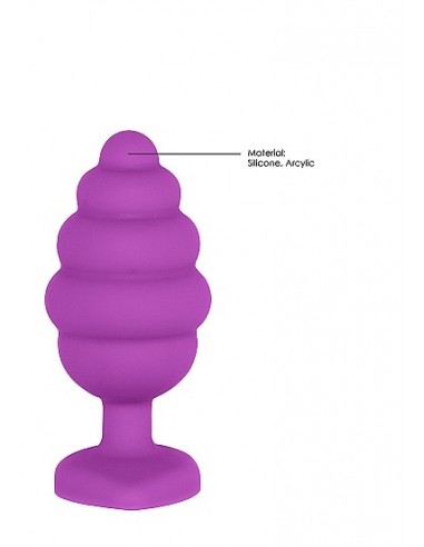 Regular Ribbed Diamond Heart Plug - Purple - Korki analne silikonowe - 7