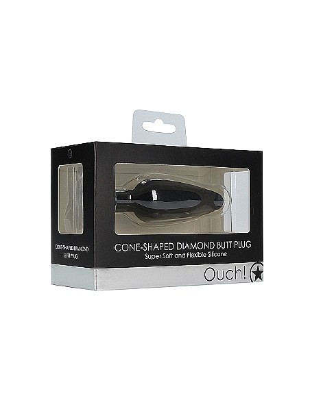 Cone-Shaped Diamond Butt Plug - Black - Korki analne silikonowe - 2