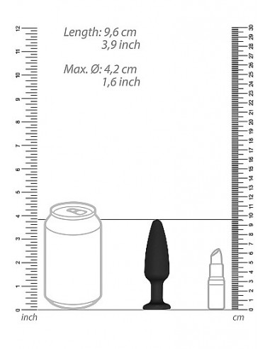 Cone-Shaped Diamond Butt Plug - Black - Korki analne silikonowe - 3