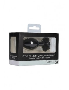 Regular Lucky Diamond Butt Plug - Black - Korki analne silikonowe - 1 2