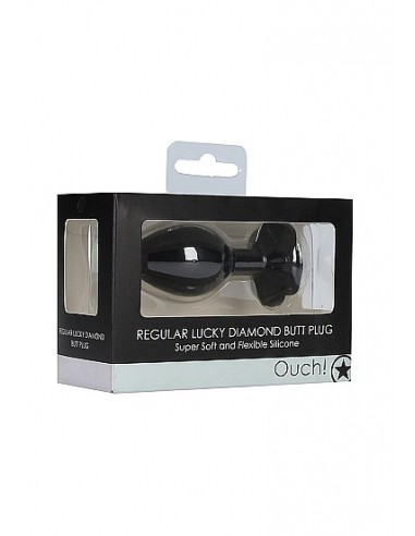 Regular Lucky Diamond Butt Plug - Black - Korki analne silikonowe - 2