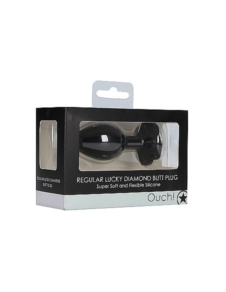 Regular Lucky Diamond Butt Plug - Black - Korki analne silikonowe - 2