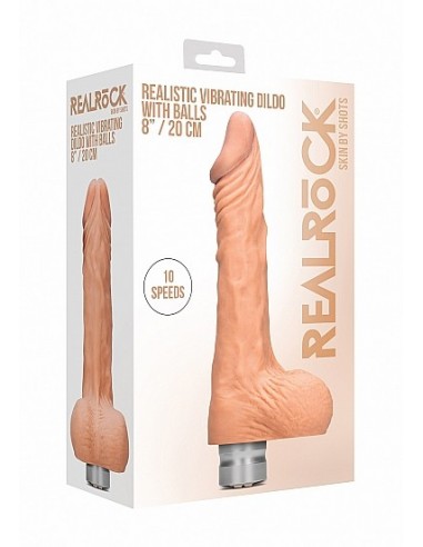 Realistyczny wibrator 8" / 20 cm Realistic Vibrating Dildo With Balls - Flesh - Wibratory Realistyczne - 2
