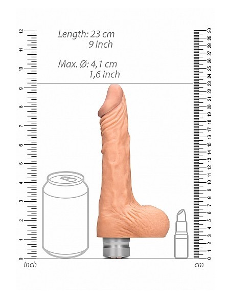 Realistyczny wibrator 8" / 20 cm Realistic Vibrating Dildo With Balls - Flesh - Wibratory Realistyczne - 5