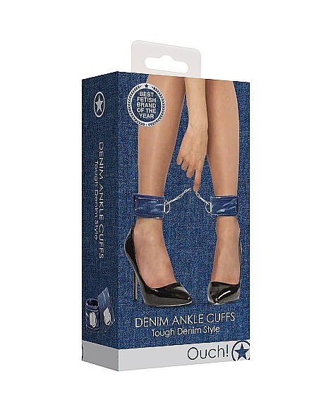 Kajdanki- Denim Ankle Cuffs - Roughend Denim Style - Blue - Kajdanki erotyczne - 2