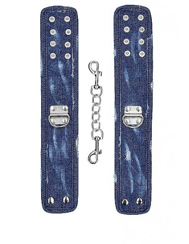 Kajdanki- Denim Ankle Cuffs - Roughend Denim Style - Blue - Kajdanki erotyczne - 6