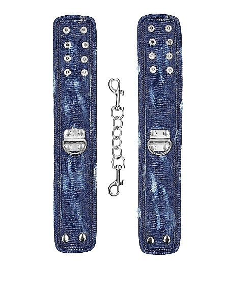 Kajdanki- Denim Ankle Cuffs - Roughend Denim Style - Blue - Kajdanki erotyczne - 6