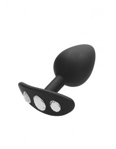 Large Diamond Butt Plug With Handle - Black - Korki analne silikonowe - 1