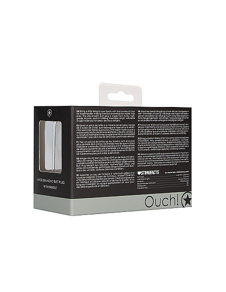 Large Diamond Butt Plug With Handle - Black - Korki analne silikonowe - 3