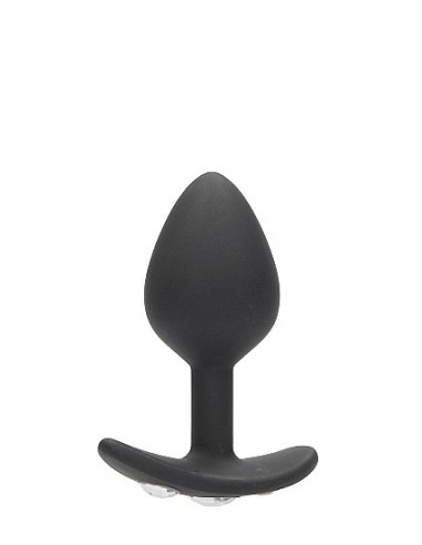 Large Diamond Butt Plug With Handle - Black - Korki analne silikonowe - 5