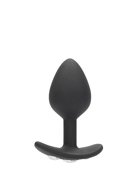 Large Diamond Butt Plug With Handle - Black - Korki analne silikonowe - 5