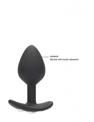 Large Diamond Butt Plug With Handle - Black - Korki analne silikonowe - 8