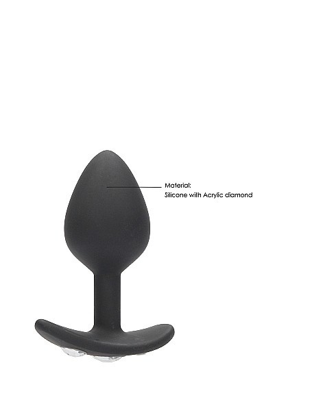 Large Diamond Butt Plug With Handle - Black - Korki analne silikonowe - 8
