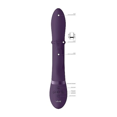 Wibrator króliczek VIVE Halo Purple - 3 silniki, pierścień stymulujący 10 trybów, 24,5 cm - 1 2