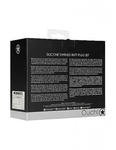 Swirled Butt Plug Set - Black - Korki analne silikonowe - 3