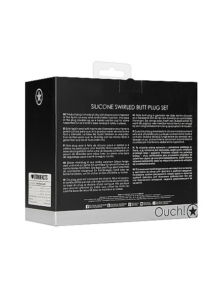 Swirled Butt Plug Set - Black - Korki analne silikonowe - 3