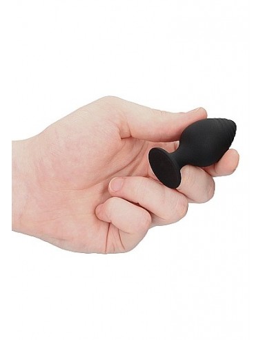 Rippled Butt Plug Set - Black - Korki analne silikonowe - 8