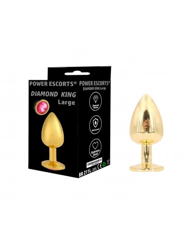 Plug-Diamond King Butt Plug - Gold - Large - Pink - Korki analne stalowe - 1