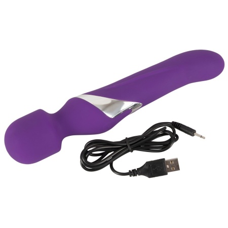 Masażer i wibrator Wand & Pearl – dwufunkcyjny silikonowy stymulator 2w1, 7 trybów wibracji, 3 prędkości obrotowe, 24 cm - 9