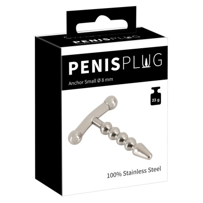 Penisplug Small Anchor – bezszwowy dilator cewki moczowej z 4 kulkami, długość całkowita 5,7 cm - 1